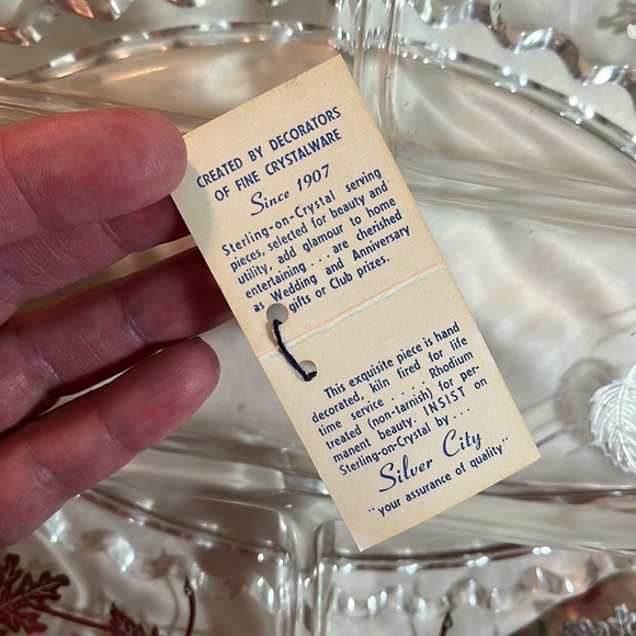 Vintage MCM SILVER CITY GLASS CO Sterling on Crystal Serving Tray Floral Design - Picture 9 of 17